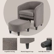 Modern Barrel Chair with Ottoman for Living Room Bedroom Office