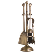 Ball Topped Companion Set In Antique Brass