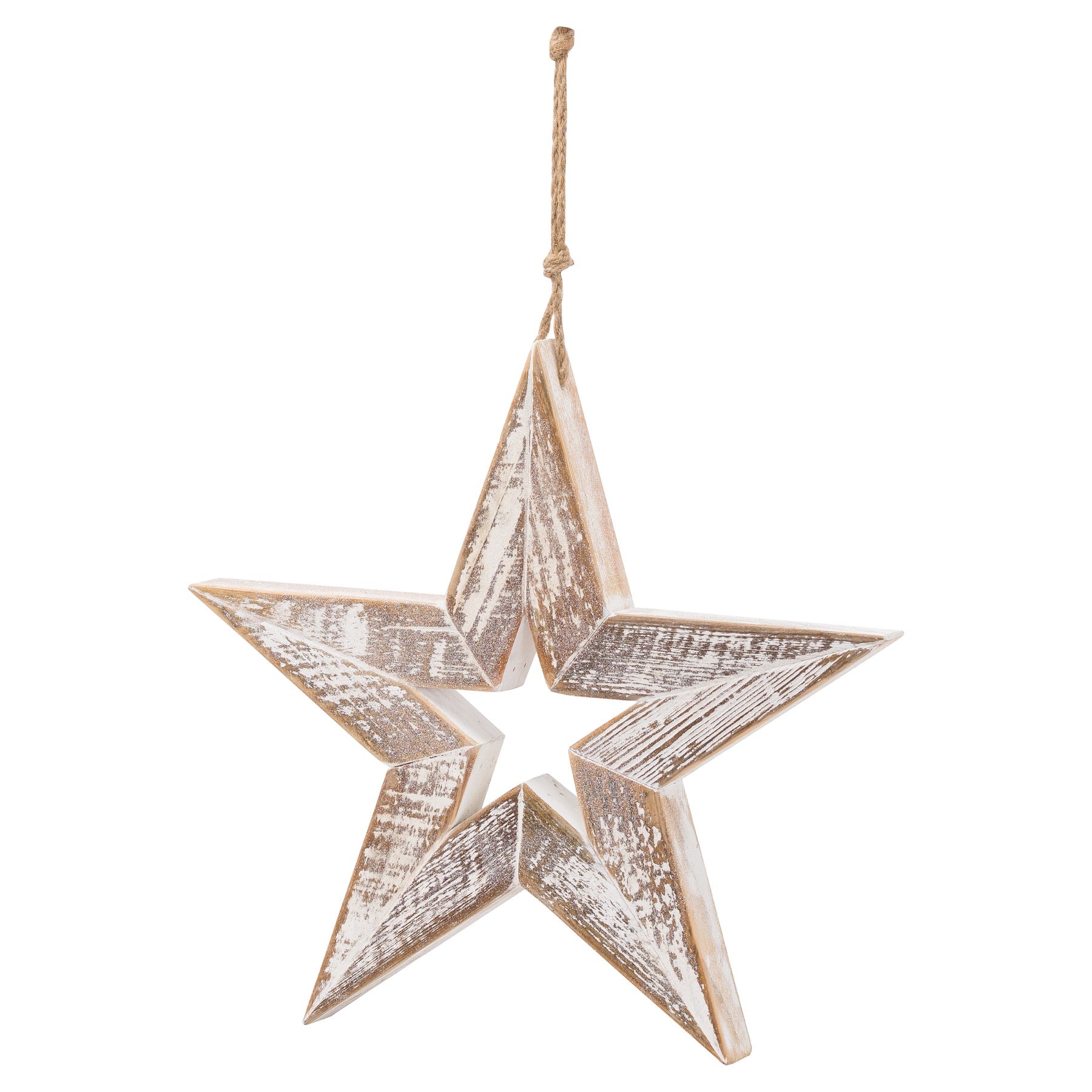 Antique White Wooden Sparkle Star