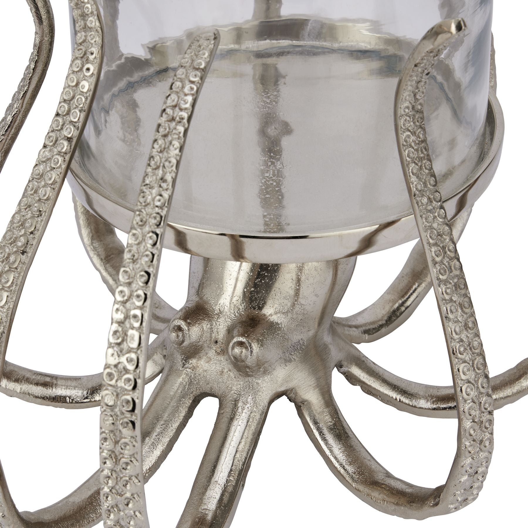 Large Silver Octopus Candle Hurricane Lantern