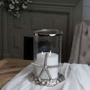 Silver Starfish Candle Hurricane Lantern