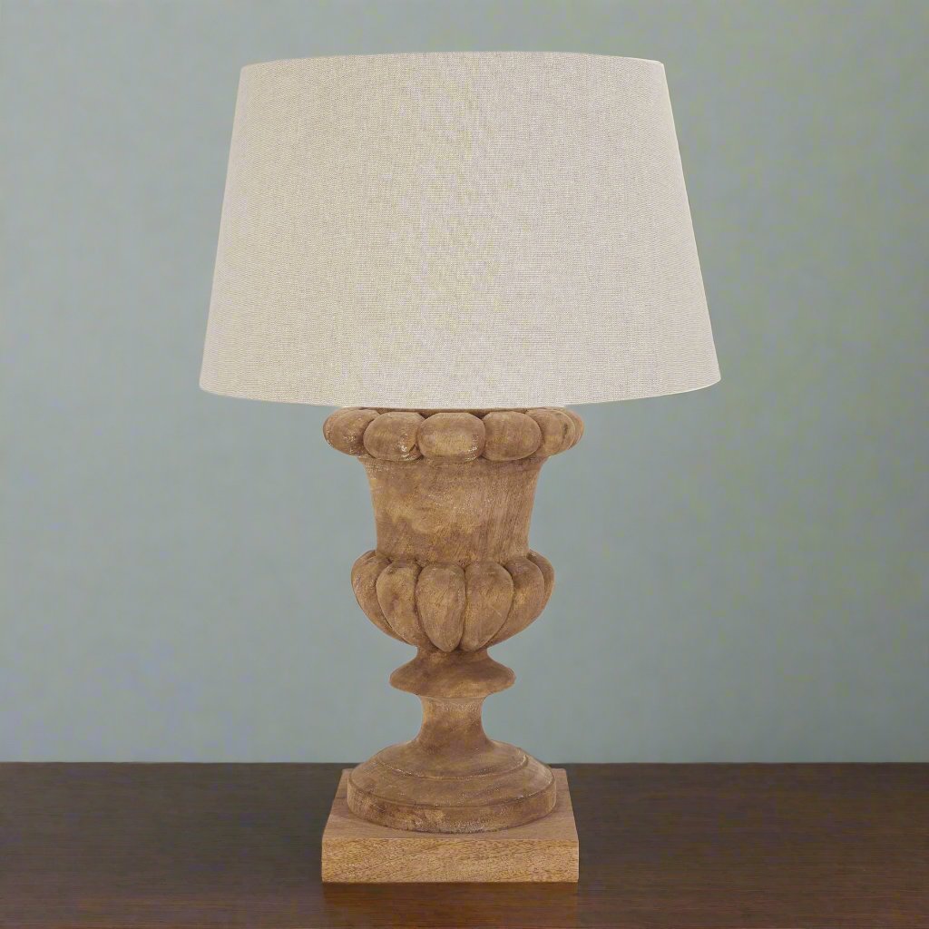 Delaney Natural Wash Fluted Lamp With Linen Shade