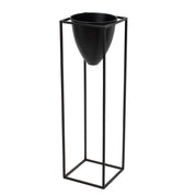 Large Matt Black Bullet Planter On Black Frame