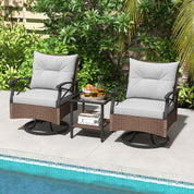 3 Piece Patio Swivel Rocker Set with 2-Tier Coffee Table