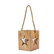 Natural Wooden Large Star Tealight Candle Holder