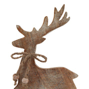 White Wash Collection Wooden Sparkle Reindeer Decoration