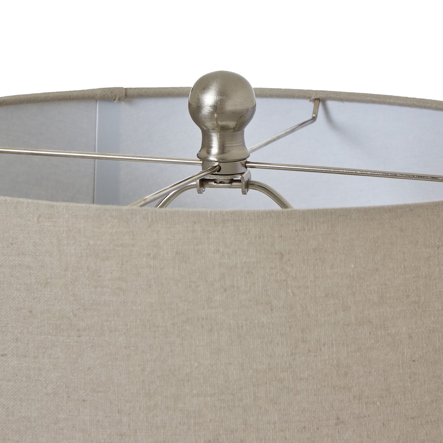 White Beaded Ceramic Lamp With Linen Shade