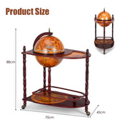 Wood Globe Wine Bar Stand with Retro Wood Liquor Bottle Shelf