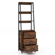 Ladder Bookshelf Tall Bookcase with 3 Open Shelves and 3 Drawers