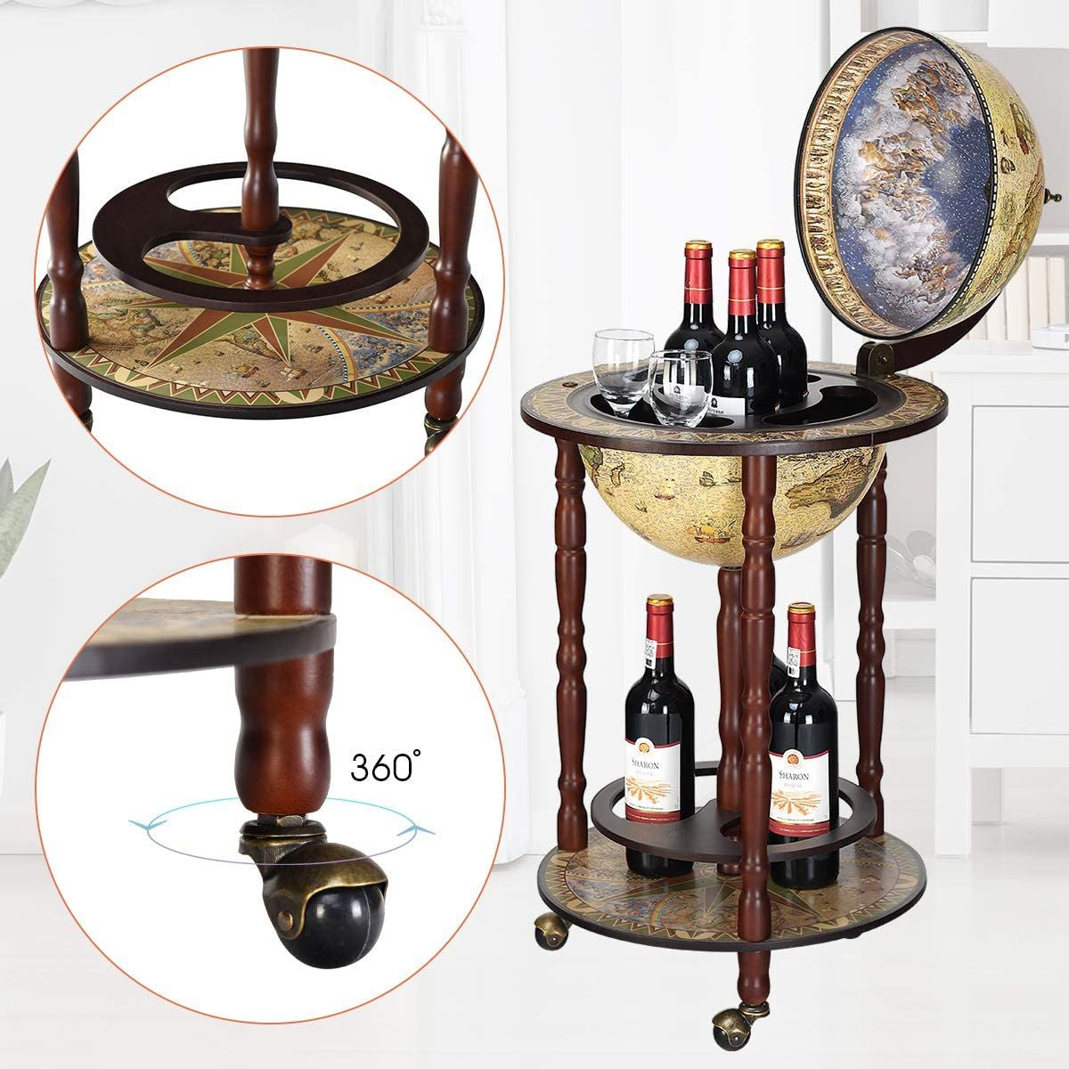 Wooden Globe Drinks Cabinet with Italian Styling