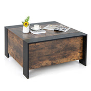 92Cm Square Coffee Table with Sliding Top and Hidden Compartment