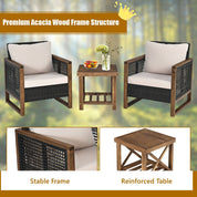 3 Pieces Outdoor Rattan Furniture Bistro Set with Cushioned Sofas