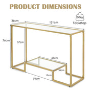 Entryway Hallway Table with Anti-Tipping Kit and Tempered Glass Shelves