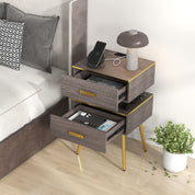 Bedside Sofa Side Tables with 2 Drawers and 2 USB Ports