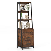 Ladder Bookshelf Tall Bookcase with 3 Open Shelves and 3 Drawers