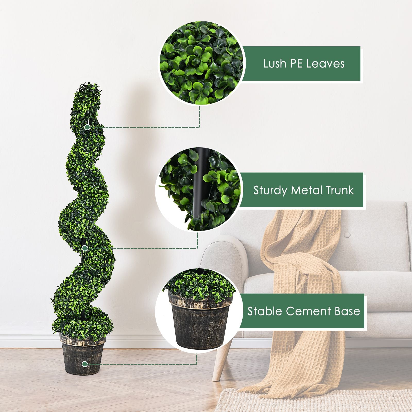 Set of 2 Artificial Spiral Topiary Tree