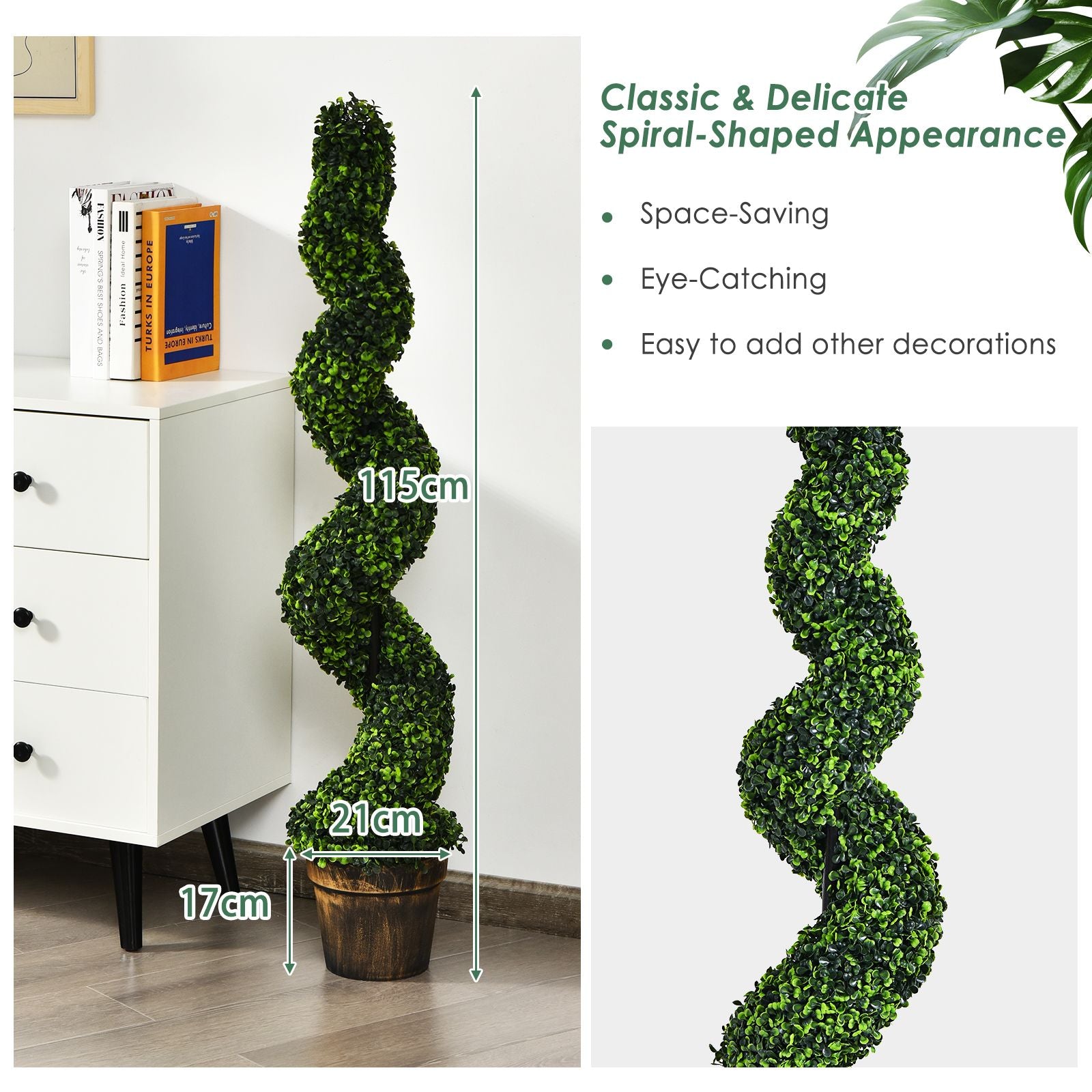 Set of 2 Artificial Spiral Topiary Tree