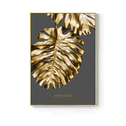 Nordic Golden Abstract Leaf Flower Wall Art Canvas Painting Black White Feathers Poster Print Wall Picture for Living Room Decor