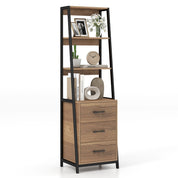 Ladder Bookshelf Tall Bookcase with 3 Open Shelves and 3 Drawers