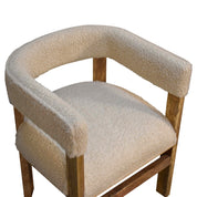 Cream Boucle Solid Wood Chair