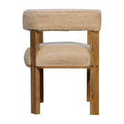 Cream Boucle Solid Wood Chair