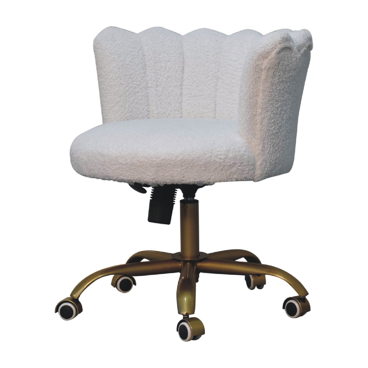 White Boucle Swivel Chair