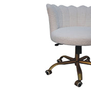 White Boucle Swivel Chair