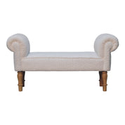 White Boucle Bedroom Bench