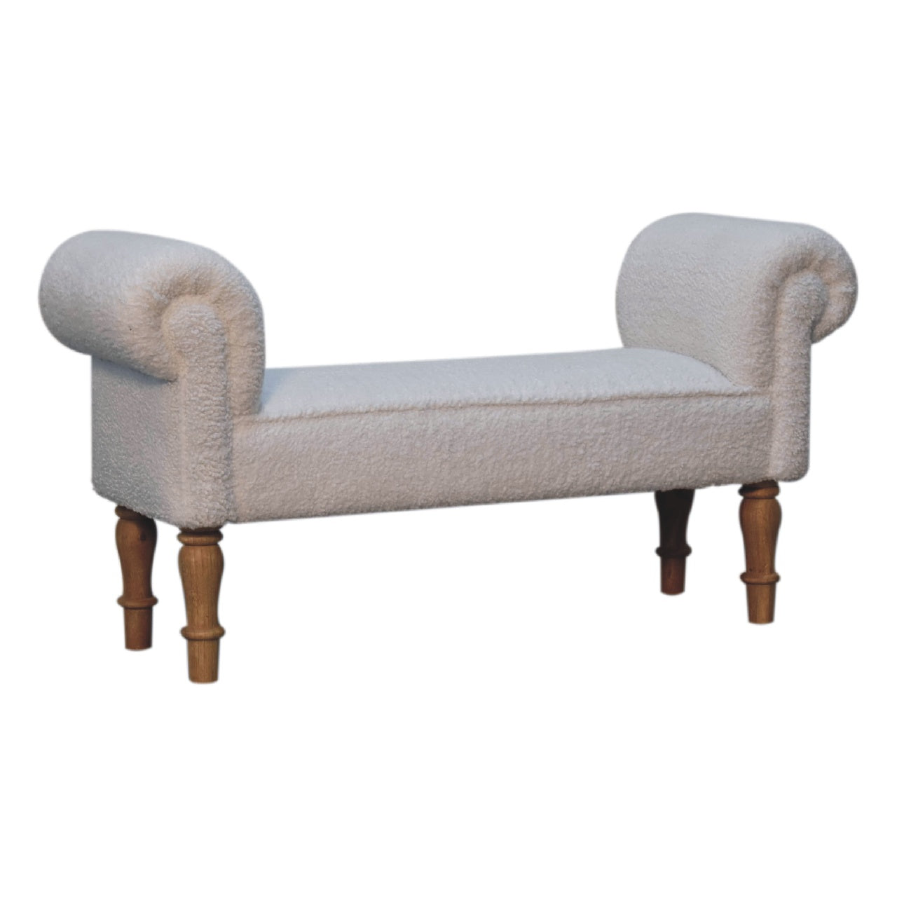 White Boucle Bedroom Bench