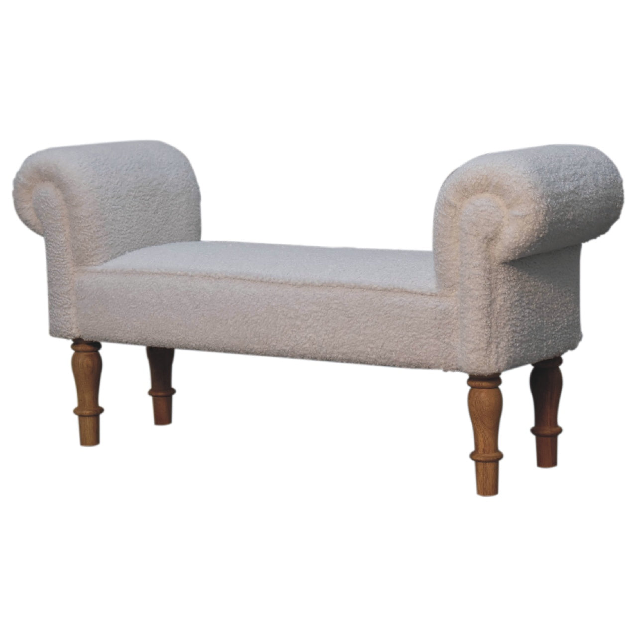 White Boucle Bedroom Bench