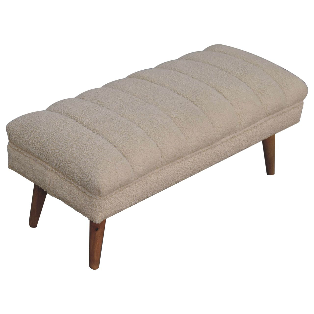 Cream Boucle Puffer Bench