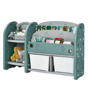 Kids Toy Storage Organizer with 2-Tier Bookshelves and Storage Shelves