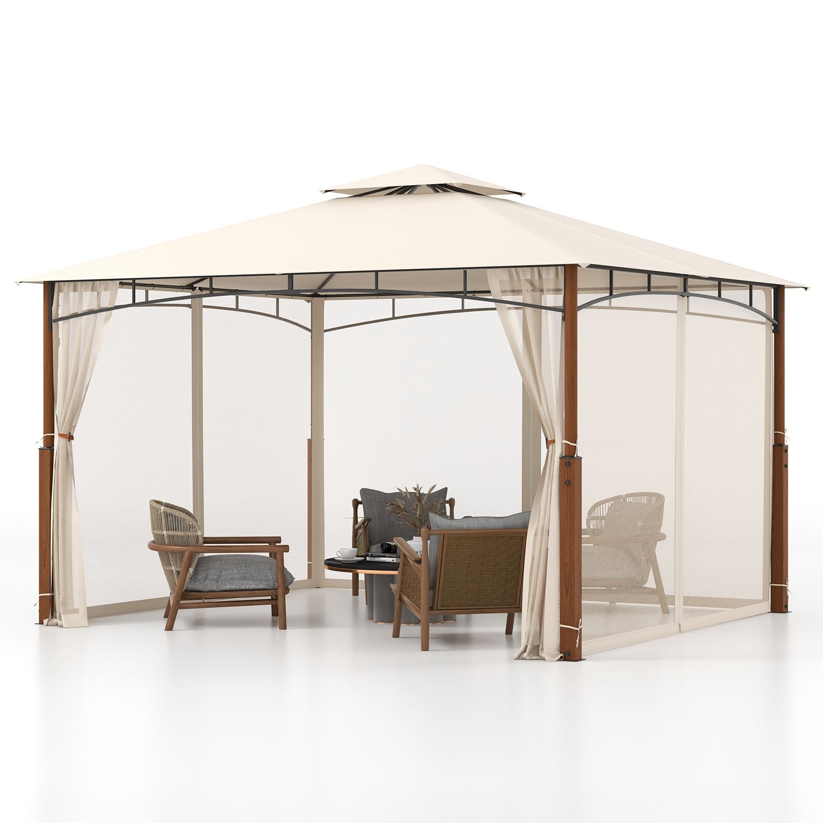 360 X 300Cm Outdoor Patio Gazebo Metal Frame Soft Top Tent with Netting