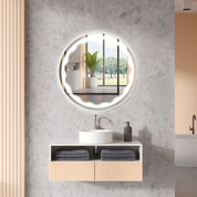 Round Wall-Mounted LED Lighted Bathroom Mirror with Touch Switch