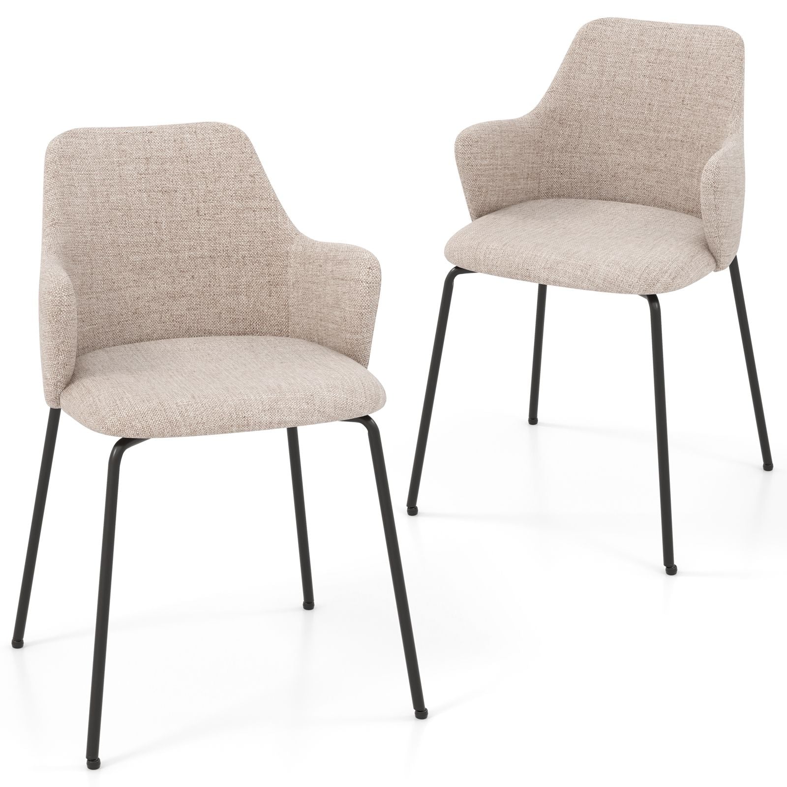 Dining Chairs Set of 2 Upholstered Accent Chairs with Curved Backrest