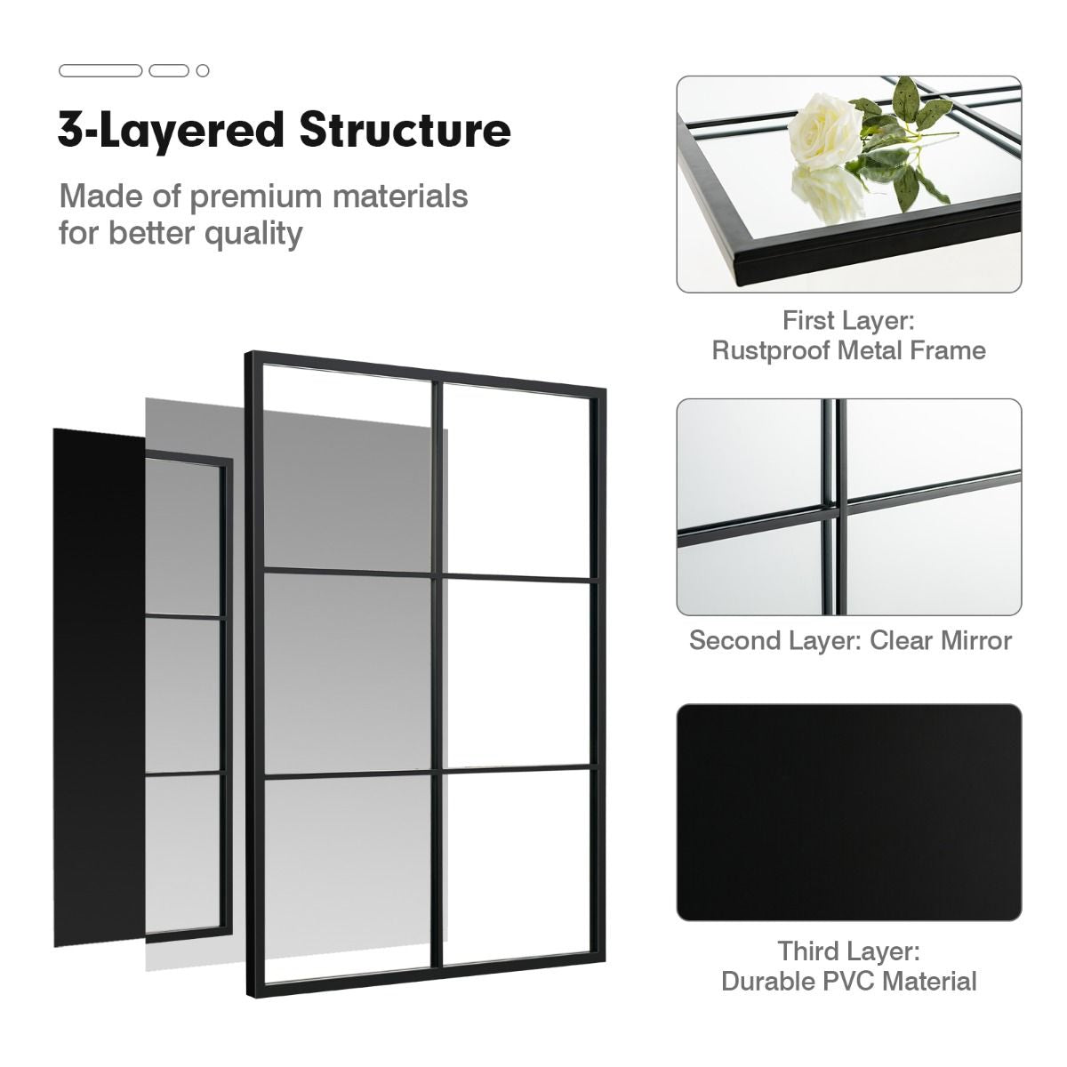 Large Rectangle Metal Frame Wall Mirror