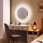 Round Wall-Mounted LED Lighted Bathroom Mirror with Touch Switch