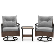 3 Piece Patio Swivel Rocker Set with 2-Tier Coffee Table