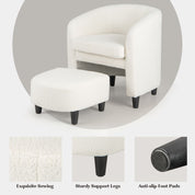 Modern Barrel Chair with Ottoman for Living Room Bedroom Office