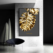 Nordic Golden Abstract Leaf Flower Wall Art Canvas Painting Black White Feathers Poster Print Wall Picture for Living Room Decor