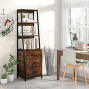 Ladder Bookshelf Tall Bookcase with 3 Open Shelves and 3 Drawers