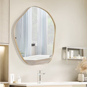 "Chic Asymmetrical Wall Mirror with Elegant Metal Frame - Perfect Decorative Vanity Accent!"