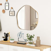 "Chic Asymmetrical Wall Mirror with Elegant Metal Frame - Perfect Decorative Vanity Accent!"