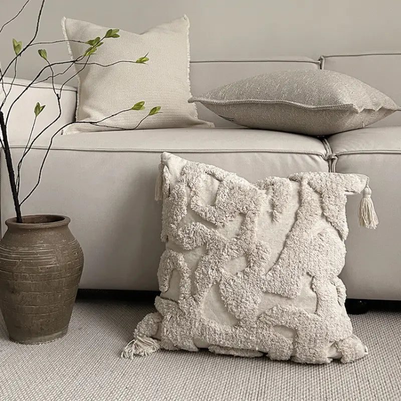 Conpanna Oatmeal Abstract & Geometric Cushion